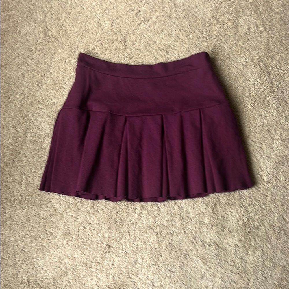 Vestique Red Pleated Skater Mini Skirt